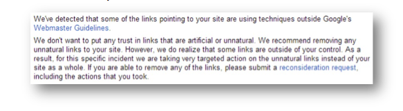 Webmaster Bad Links Notice