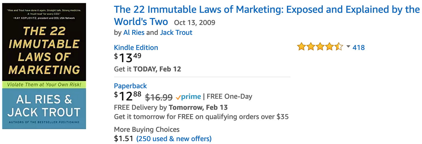 The 22 Immutable Laws of Marketing